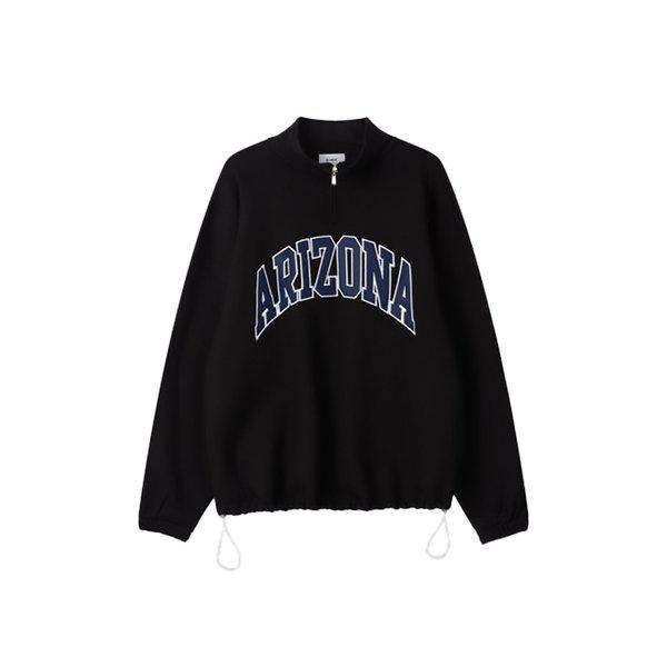 メンズアリゾナオーバーフィットハーフジップ起毛TシャツRM-TSK-Q061-ブラック