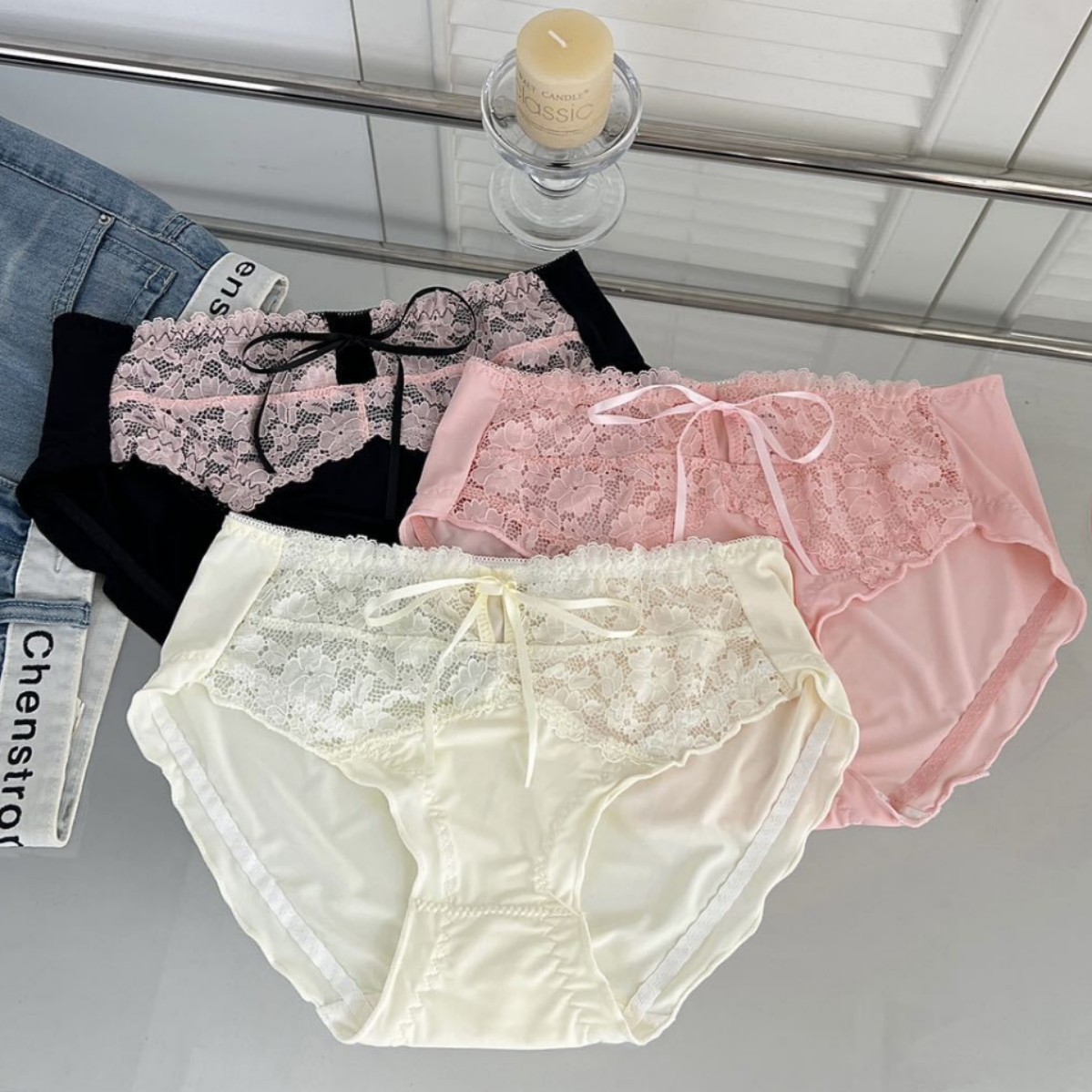 【1点ご購入 で10点プレゼントいたします】甘い少女レースパンツ通気性綿股高弾ヒップ快適三角パンツ