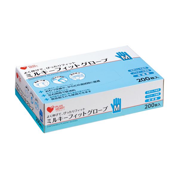 （まとめ） オオサキメディカルミルキーフィットグローブ 透明 M 70205 1箱（200枚） [x10セット]