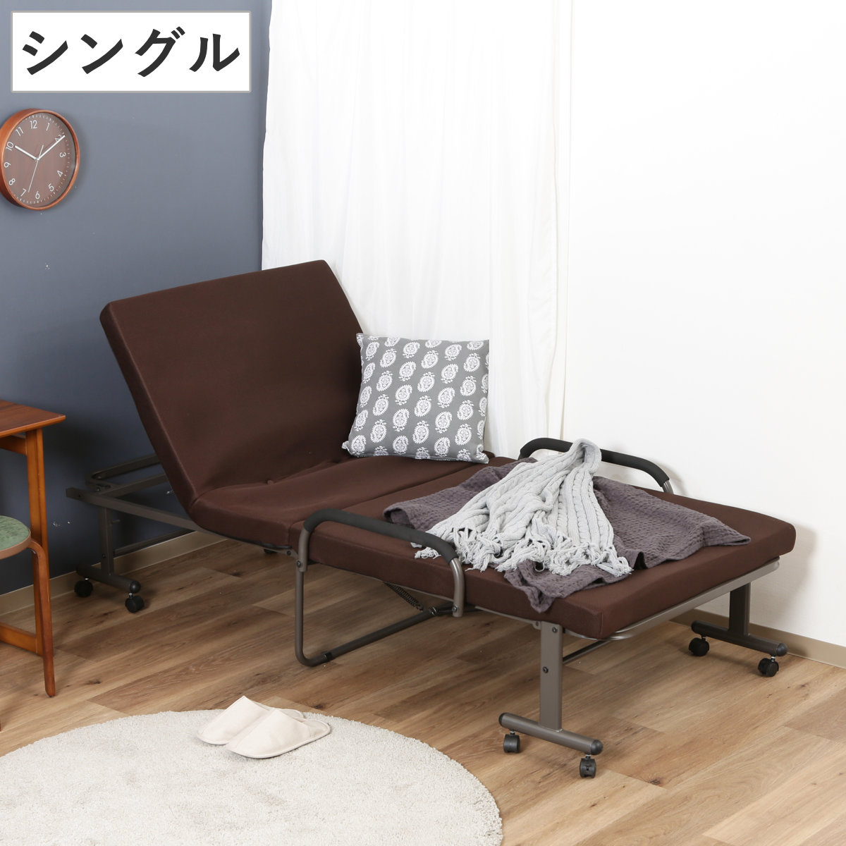 折りたたみベッド シングル ハイタイプ 低反発 マット リクライニング 折りたたみ ベッド リクライニングベッド ベット 折り畳み シングルベッド 角度調整 折り畳みベッド キャスター付き