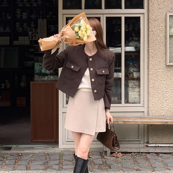 ノーカラーツイードジャケット jk2918