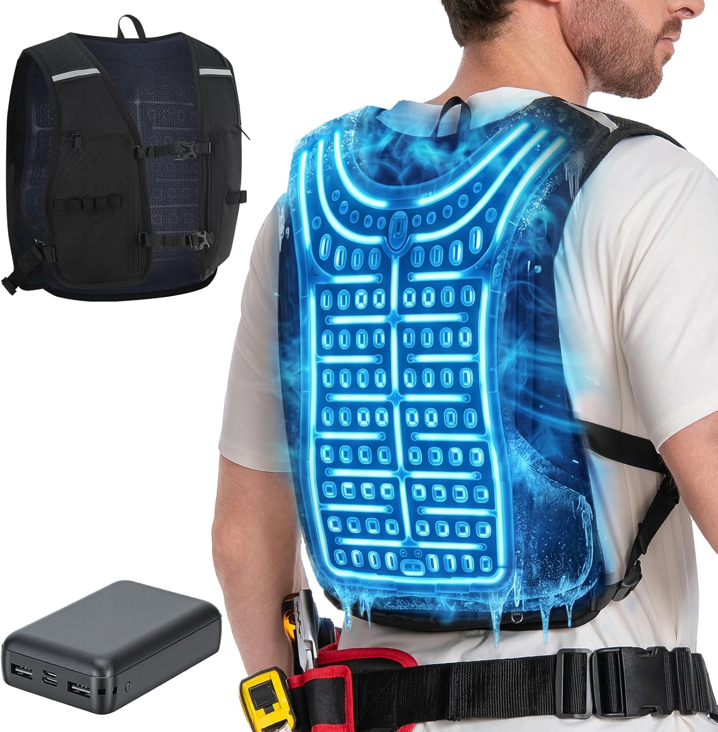 水冷服-20℃冷却效果・36時間運轉 冷水ベスト 1762cm 冷却面10000mAh バッテリー付き 男女兼用 冷水循環用 作業用水冷 ベスト フリーサイズ 軽量 超薄型 ひんやり熱中症対策 釣り