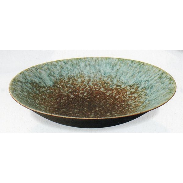 古窯変ソリ水盤 13号（信楽焼き・陶器・花瓶・花入れ・花器・壺・壷・つぼ・水盤・フラワーベース・生け花・アレンジ・華道・B021-03)