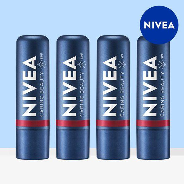 ケア＆カラー リップクリーム ディープレッド 4.8g 4個