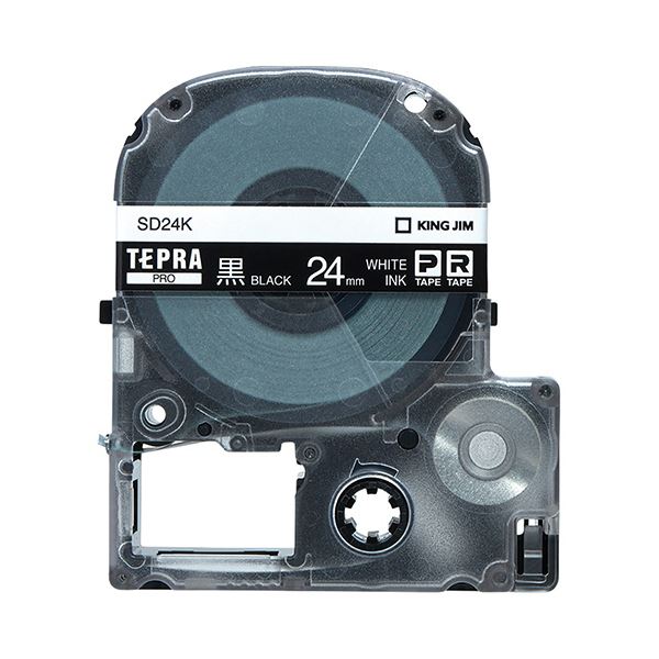 （まとめ） キングジム テプラ PRO テープカートリッジ ビビッド 24mm 黒／白文字 SD24K 1個 (×4セット)
