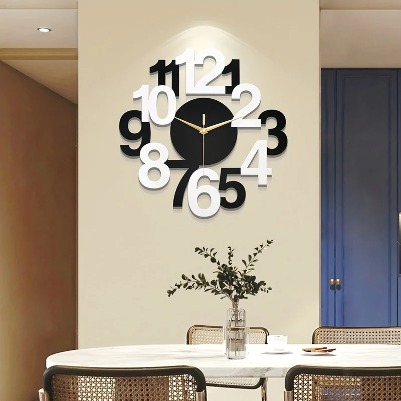 掛け時計 モノトーン ユニーク 静音 アナログ おしゃれ かわいい インテリア 北欧 シンプル 壁掛け 時計 アート ウォール クロック 4-7