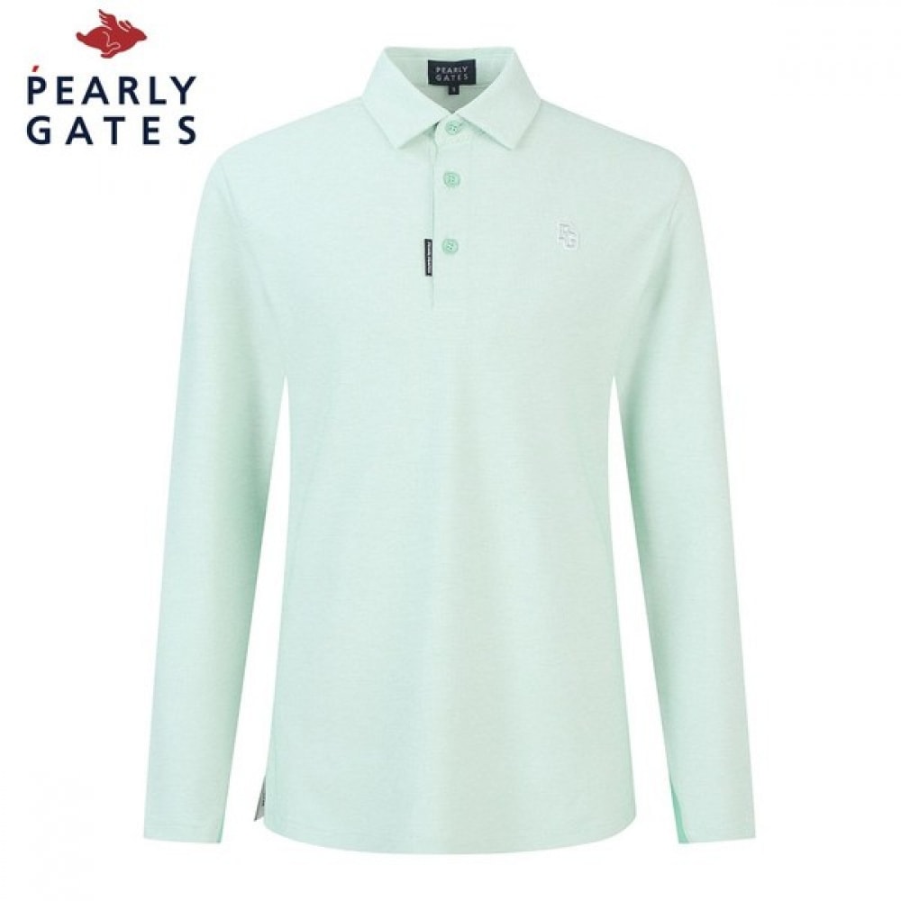 [Paris Gates] メンズロゴパッチテクスチャードカラーロングスリーブTシャツ