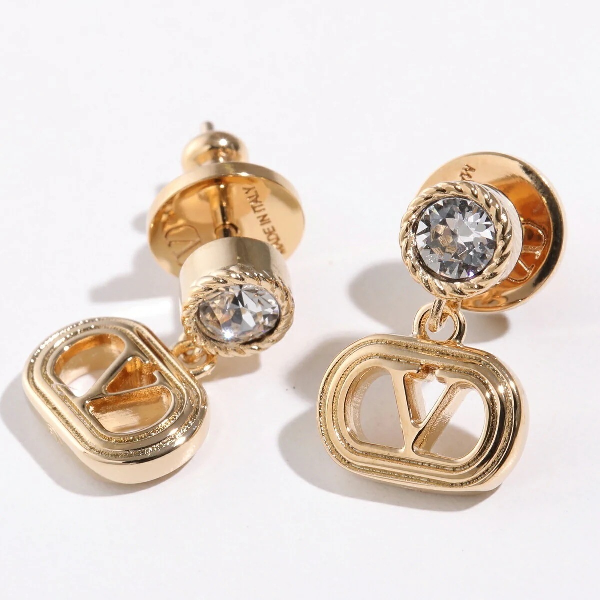 VALENTINO ヴァレンティノ ピアス 7W2J0AI4YCW レディース Vロゴ クリスタル装飾 オヴァレット アクセサリー 9MN
