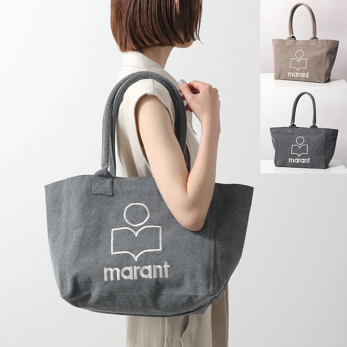 ISABEL MARANT イザベルマラン トートバッグ YENKY ZIPPED PM0062FA-A1X19M レディース コットン ロゴ 刺繍 鞄 カラー2色 【mega】