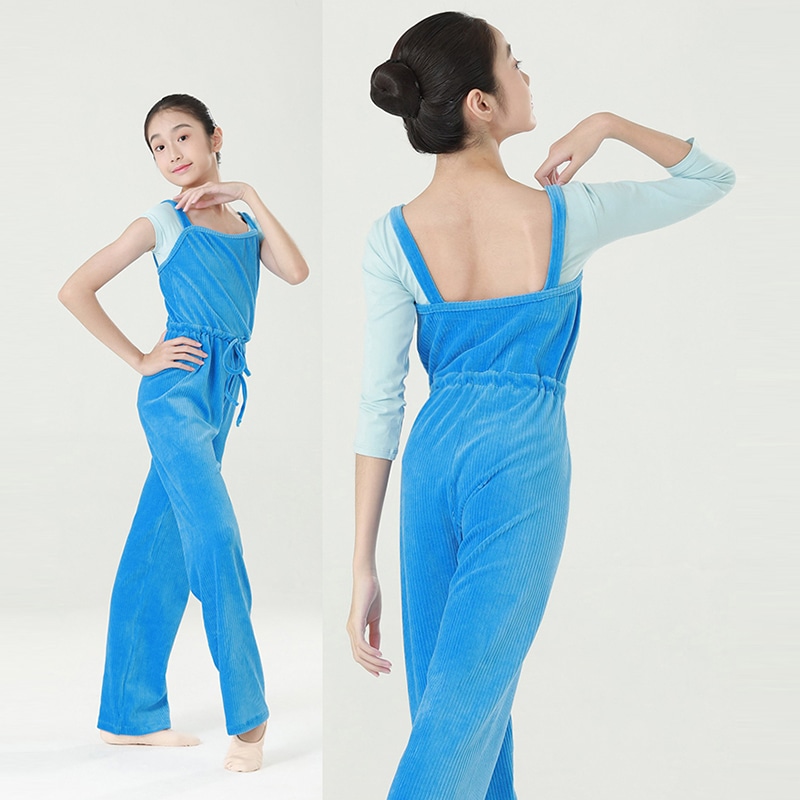 オーバーオール サロペット ベルベット レディース ガールズ ドロスト あったか 防寒 バレエ レッスン ストレッチ やわらか 82BB1034C