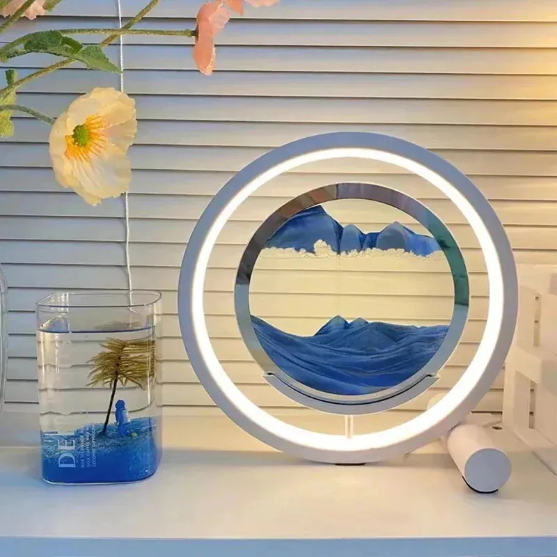 メガ割 クリーム風水流砂絵画テーブルランプベッドサイドオフィスデスク装飾雰囲気ギフト親友誕生日実用 kanxia2418043