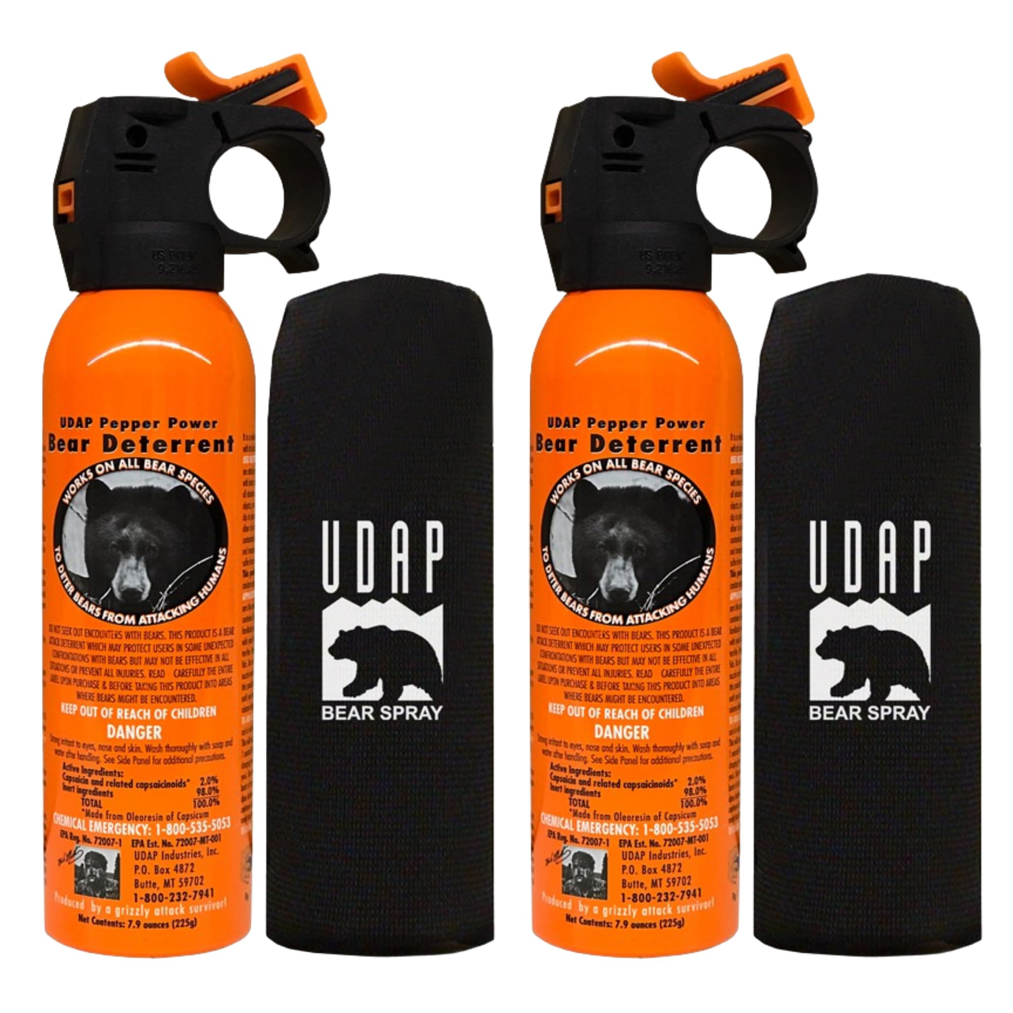 EPA認証済み 2本セット ＵＤＡＰ 熊撃退スプレー ホルスター付 （アメリカ森林警備隊採用品）正規輸入品 熊スプレー 業務用 自治体導入 法人