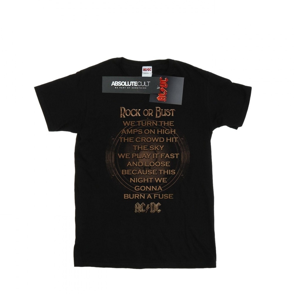 (英国より直送) AC/DC メンズロックオアバスト歌詞Tシャツ
