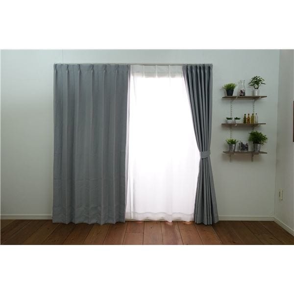 遮光カーテン 幅100cm丈178cm グレー 1枚入り 遮光2級 タッセル付き 形状記憶加工 セーラ