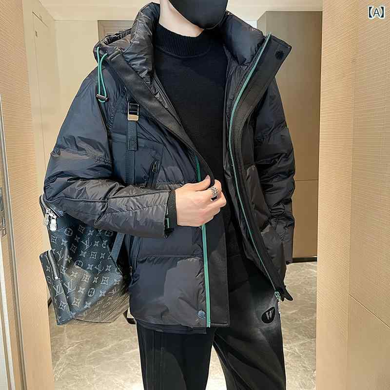 アウター メンズ カジュアル おしゃれ ダウン ジャケット 冬 トレンディ スタンドカラー トップス 暖かい 厚手 ショート ジャケット