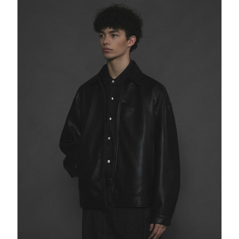 LAFUDGESTORE / Buffing Leather Overfit Blouson _ Black