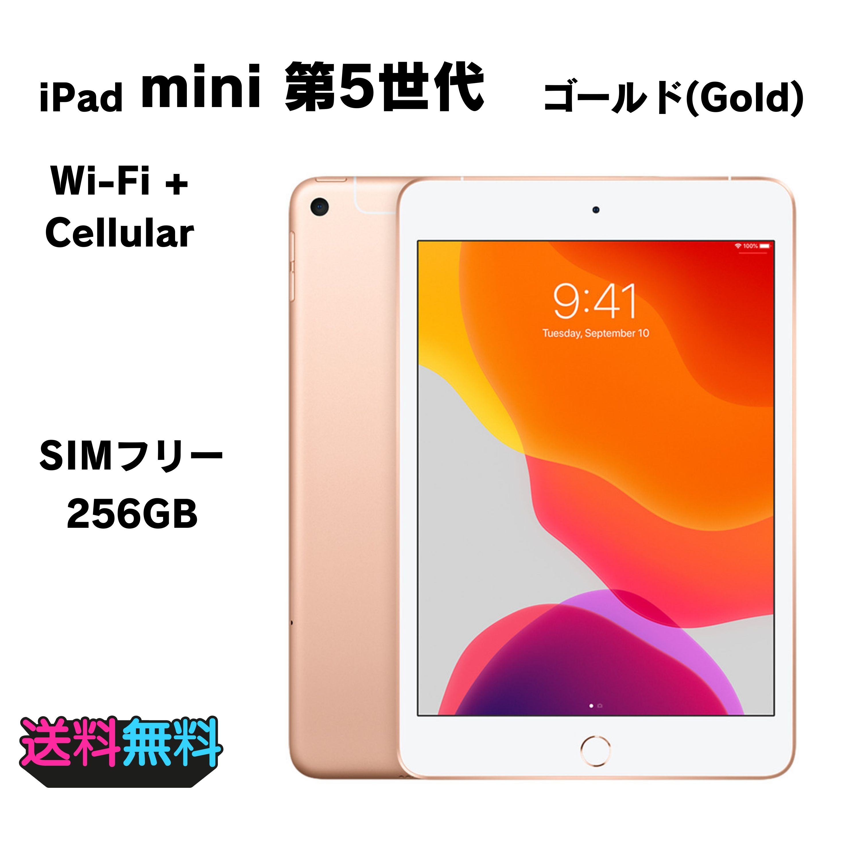 SIMフリー Apple iPad mini 第5世代 256GB ゴールド　液晶傷　訳あり