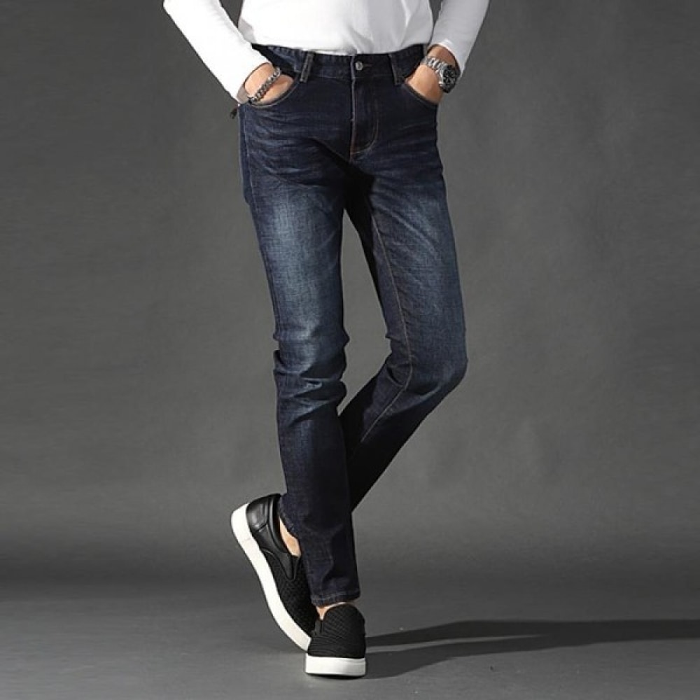 (Juans) ウォッシュスパンレッドジッパーポケットデニムパンツ CICP2115