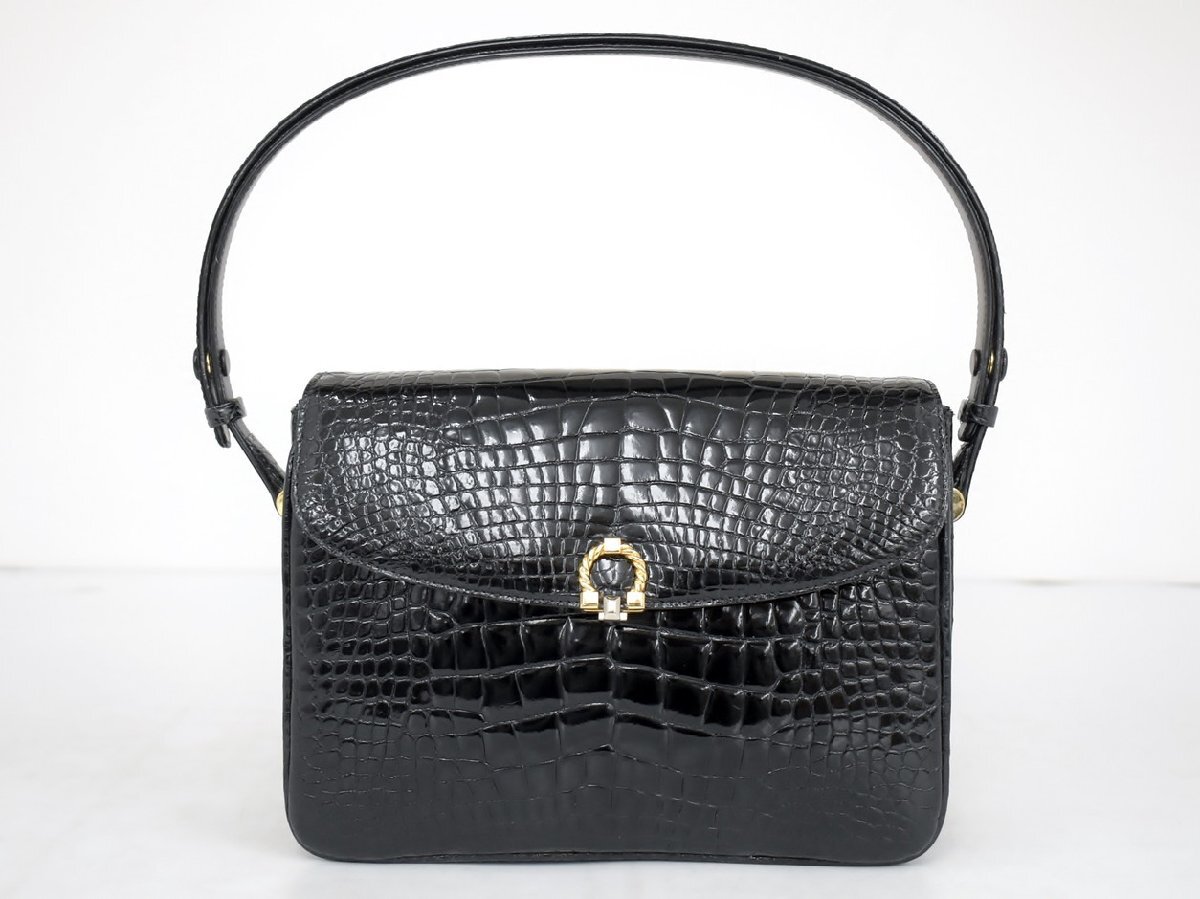 ショルダーバッグ セミショルダー クロコダイルレザー GENUINE CROCODILE SKIN ブラック 2501LR120