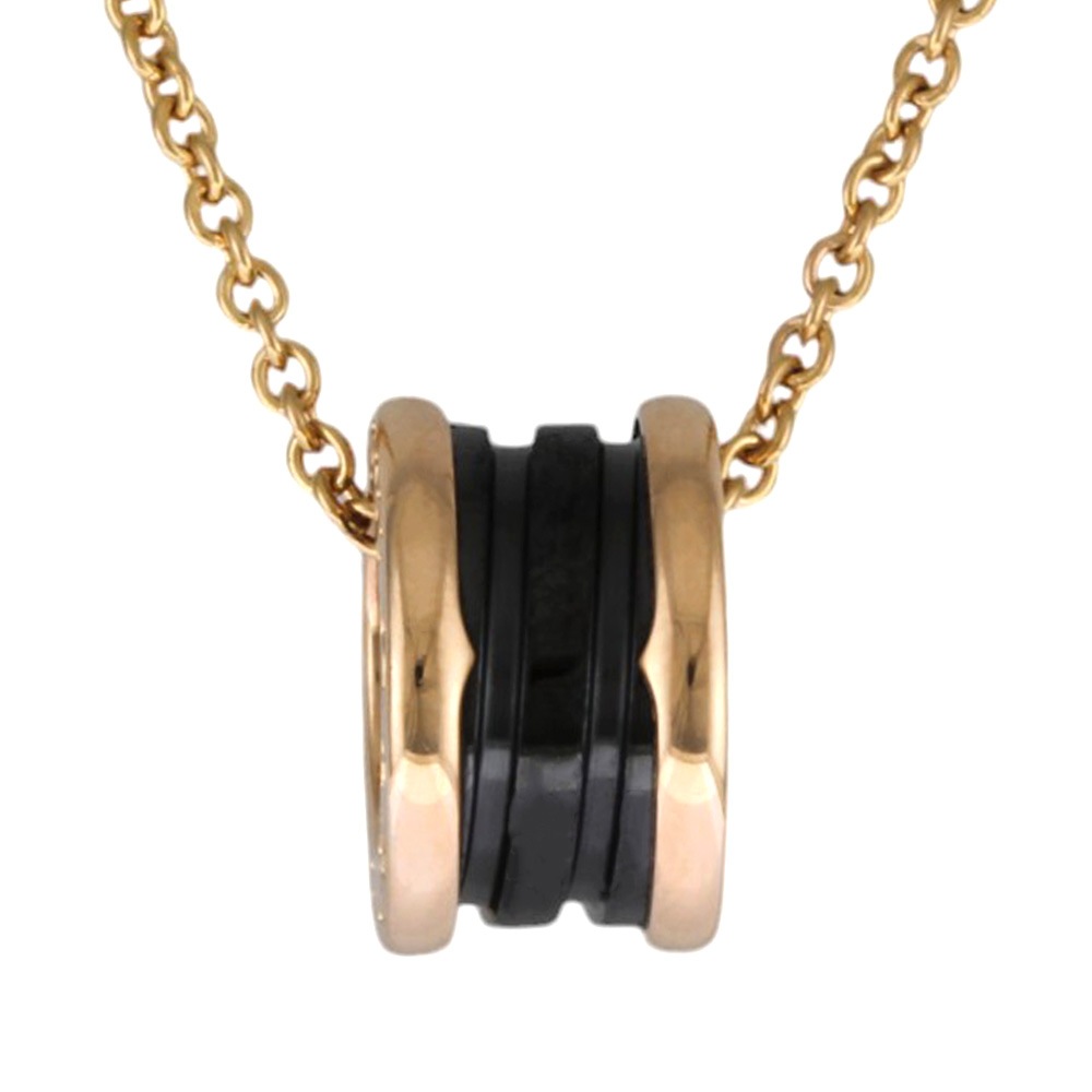 ブルガリ B-zero ブラックセラミック ネックレス 18金 K18ピンクゴールド BVLGARI 中古 美品