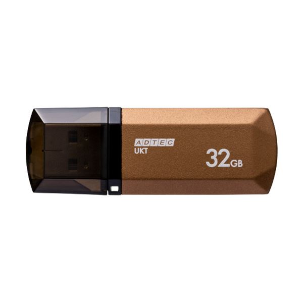 （まとめ）USB2.0キャップ式フラッシュメモリ 32GB シャンパンゴールド 1個[x3]