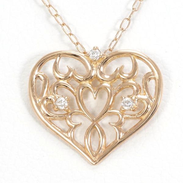 K10 10金 PG ピンクゴールド ネックレス ダイヤ 0.02 約40cm ジュエリー 中古