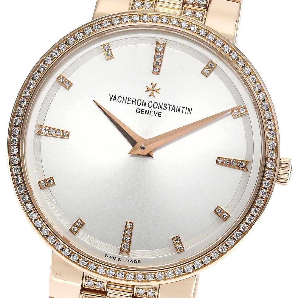ヴァシュロン・コンスタンタン VACHERON CONSTANTIN ref.81574 パトリモニー K18PG ダイヤベゼル 手巻き メンズ 美品 _757026【中古】
