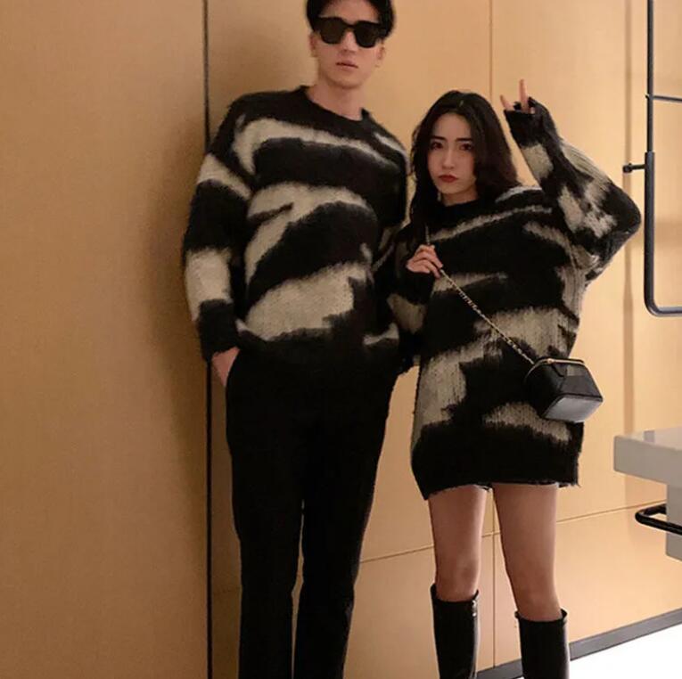 韓国ファッション 秋と冬 新しい 怠惰なレトロ 通勤 ゆったり カジュアル カップルのセーター クルーネック ミディアムニットセーター PQ20 6,869円