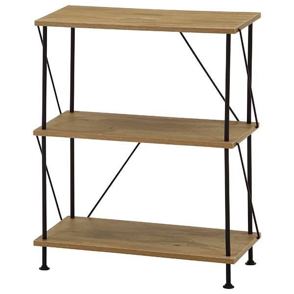 不二貿易 71887 EZBOツイストロック オープンラック3段 OAK NA メーカー直送