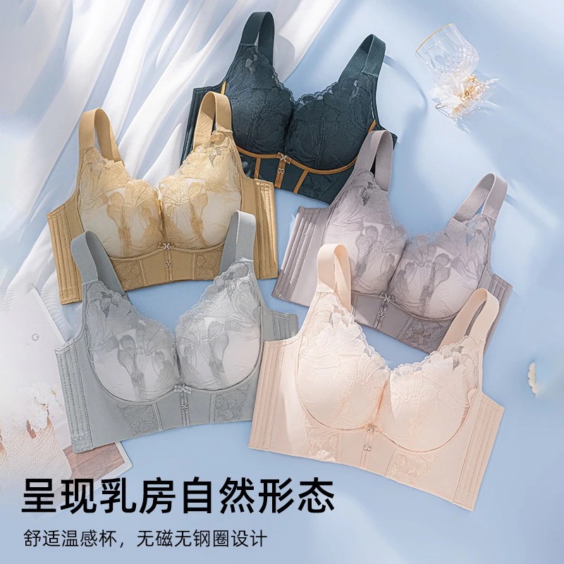 中厚の調整可能な美容サロンスタイルのブラ5列のフックとアイの閉鎖立体的なカップワイヤーなしのデザインプッシュアップとシェーピングサイドバスト削減レース2