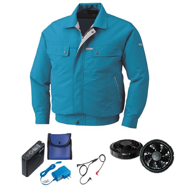 KU90450 空調服 綿/ポリ混紡 脇下マチ付 FAN2300B/LISUPER1 ブルー L