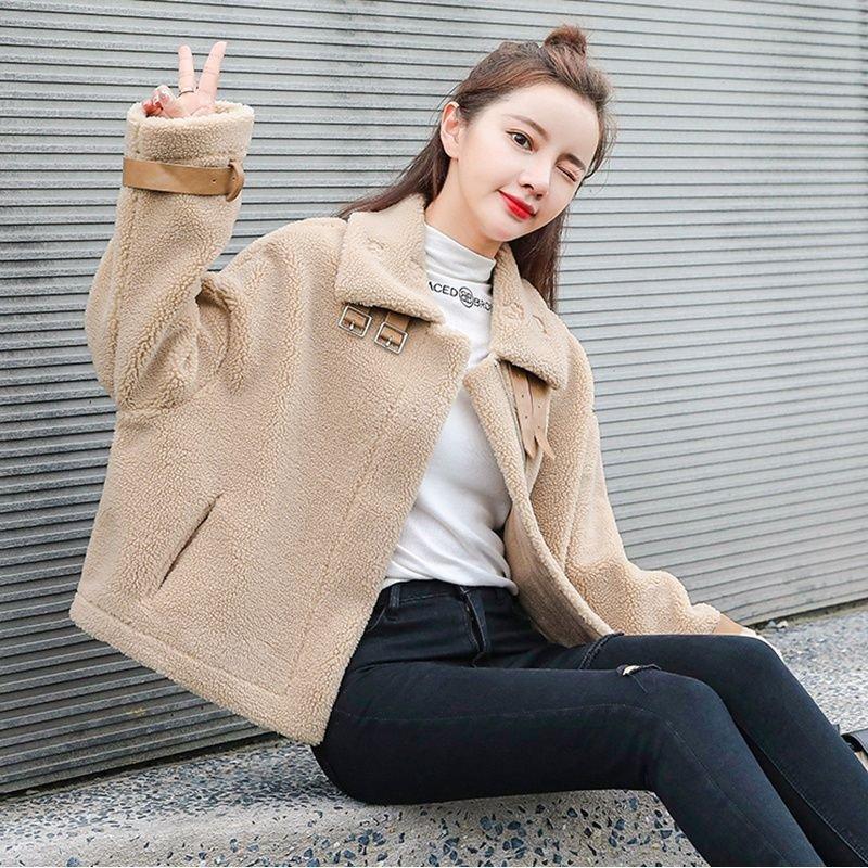 レディースファッション ラムズウールコート 女性 秋冬 ショートセクション シープ シャーリングファー ワン ルーズ シン スモールシック 5,779円