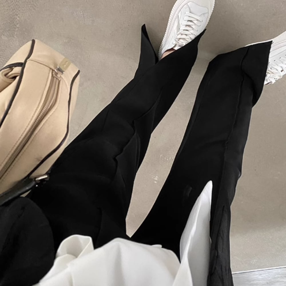 ボトムス パンツ ズボン ストレートパンツ ロングパンツ ハイウエスト ポケット スリット かわいい 大人可愛い きれいめ シンプル カジュアル 上品 おしゃれ かっこいい 大人女子 こなれ感 個性的