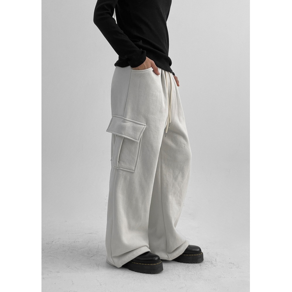 ブラックアップトーレン起毛バンディングカーゴ 2ウェイパンツ