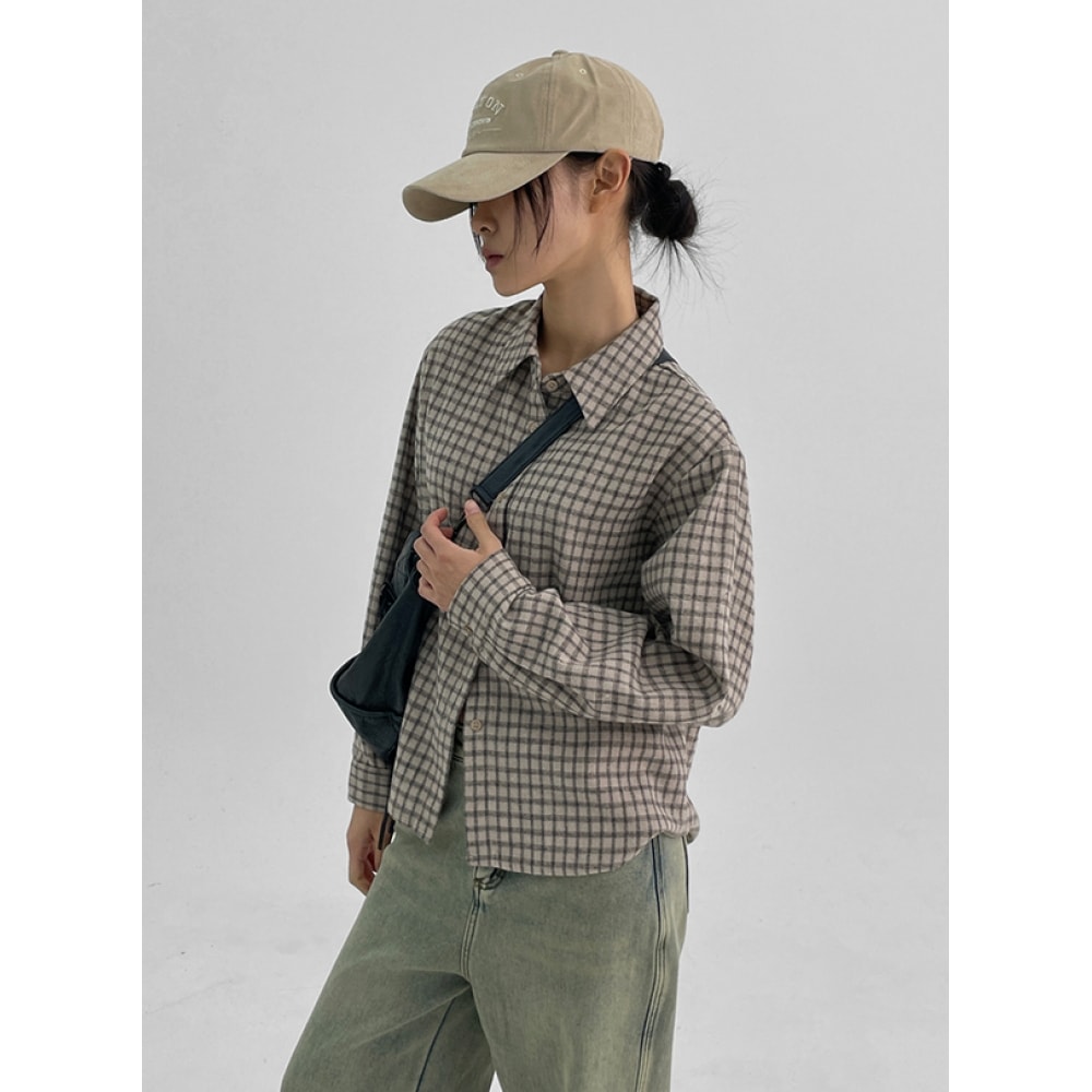 ブラックアップカーデン起毛チェックシャツ