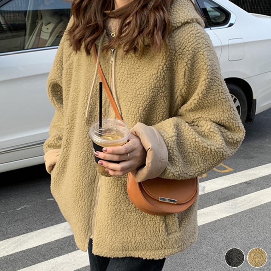 品質いいな新品 ボアブルゾン レディース 冬 秋 ジャケット パーカー おしゃれ きれいめ 長袖 アウター ジップ ミドル丈 防寒