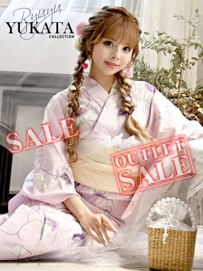 訳ありアウトレット 浴衣 可愛い 人気 ガーリー キャバ嬢 夏祭り ギャル あいさ キュート 綿麻 甘め Ryuyu