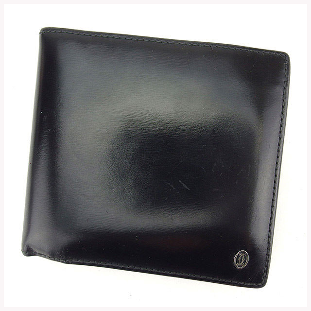 二つ折り財布 財布 パシャ ブラック シルバー 中古