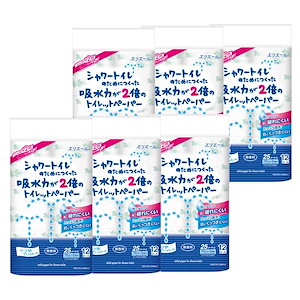 【即納】エリエール トイレットペーパー シャワートイレのためにつくった吸水力が2倍のトイレットペーパー 25m(112シート)72ロール(12ロール6パック)ダブル パルプ100% 【ケース販売】