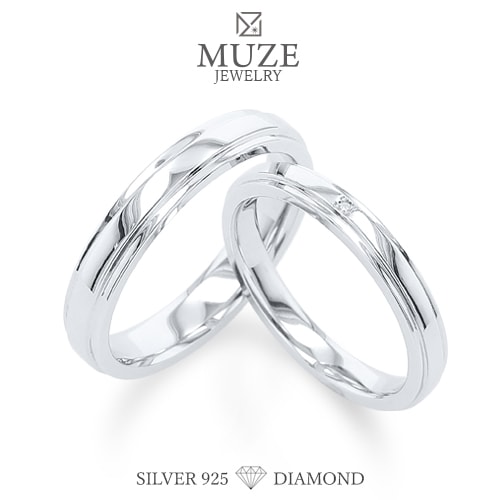 ダイヤモンド ペアリング ダイヤ 結婚指輪 MUZE JEWELRY マリッジリング 指輪 シルバー925プラチナ仕上げ カップル リング ペア プラチナ仕上げ SV925 プロポーズ サプライズ
