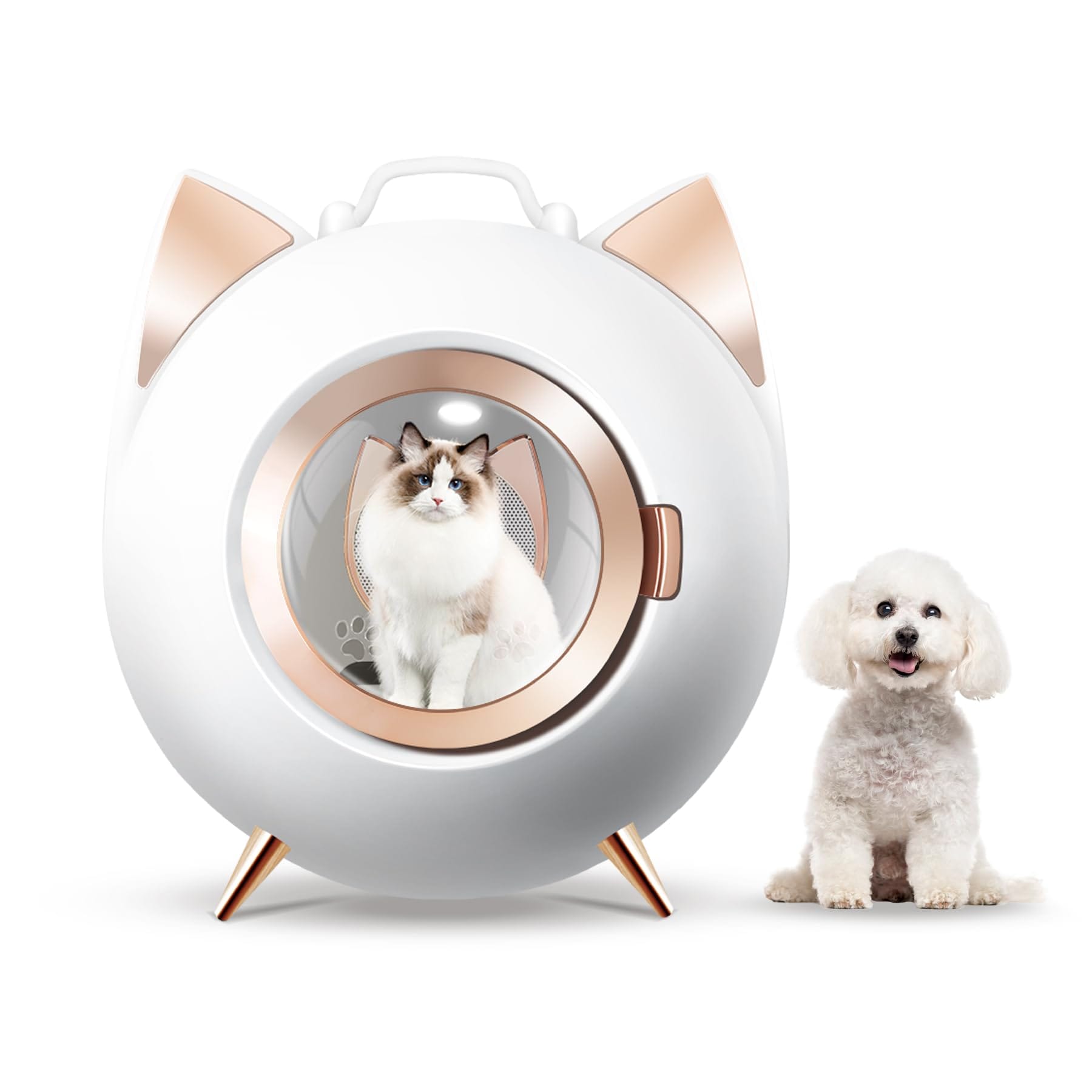 GOODMOM ドライルーム ペット 80L大容量自動乾燥ボックス猫犬兼用 過熱保護 20-40℃温度調節可能 静音性 取り外し可能なドア付き2合1ペット乾燥ハウス