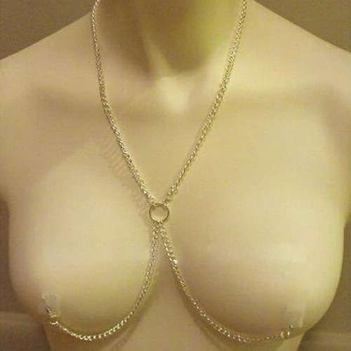 ニップルボディチェーン 乳首 ノンホール アクセサリー 開けない 穴なし シルバー 銀色 ゴールド 金色 ネックレス 男性 女性 首飾り プレゼント ボディピアス風 胸 mt262xxxxxxxx