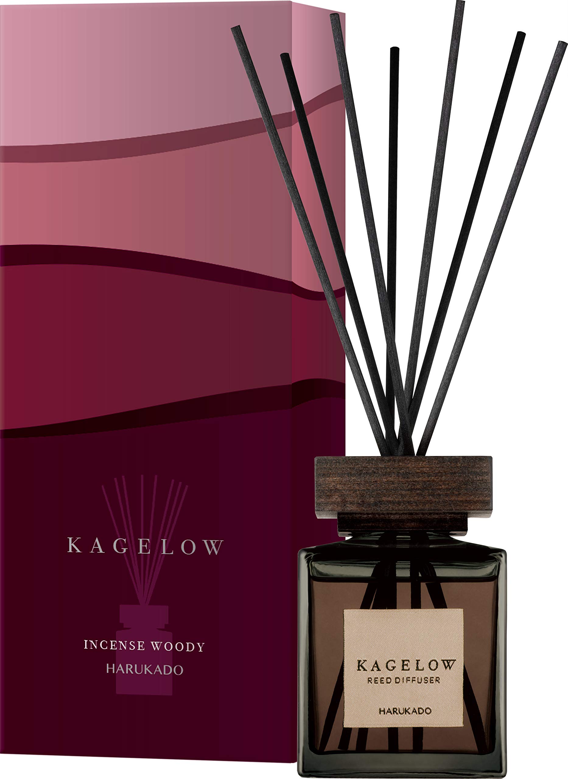 晴香堂(harukado) リードディフューザー KAGELOW カゲロウ Incense Woody インセンスウッディ 6256 280ml スティック 日本製 ボトル ブラウン