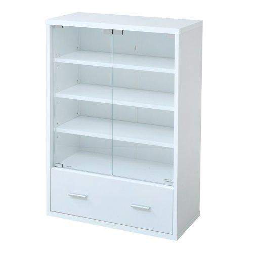 JKプラン FR-050-WH 6BOXシリーズ 引出し付ガラスキャビネット ホワイト メーカー直送