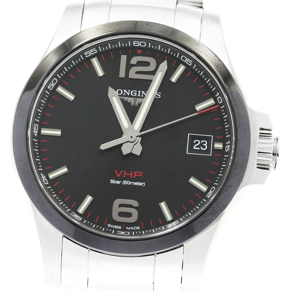 ロンジン LONGINES L3.719.4 コンクエスト V.H.P デイト クォーツ メンズ 極美品 箱・保証書付き_894310【中古】