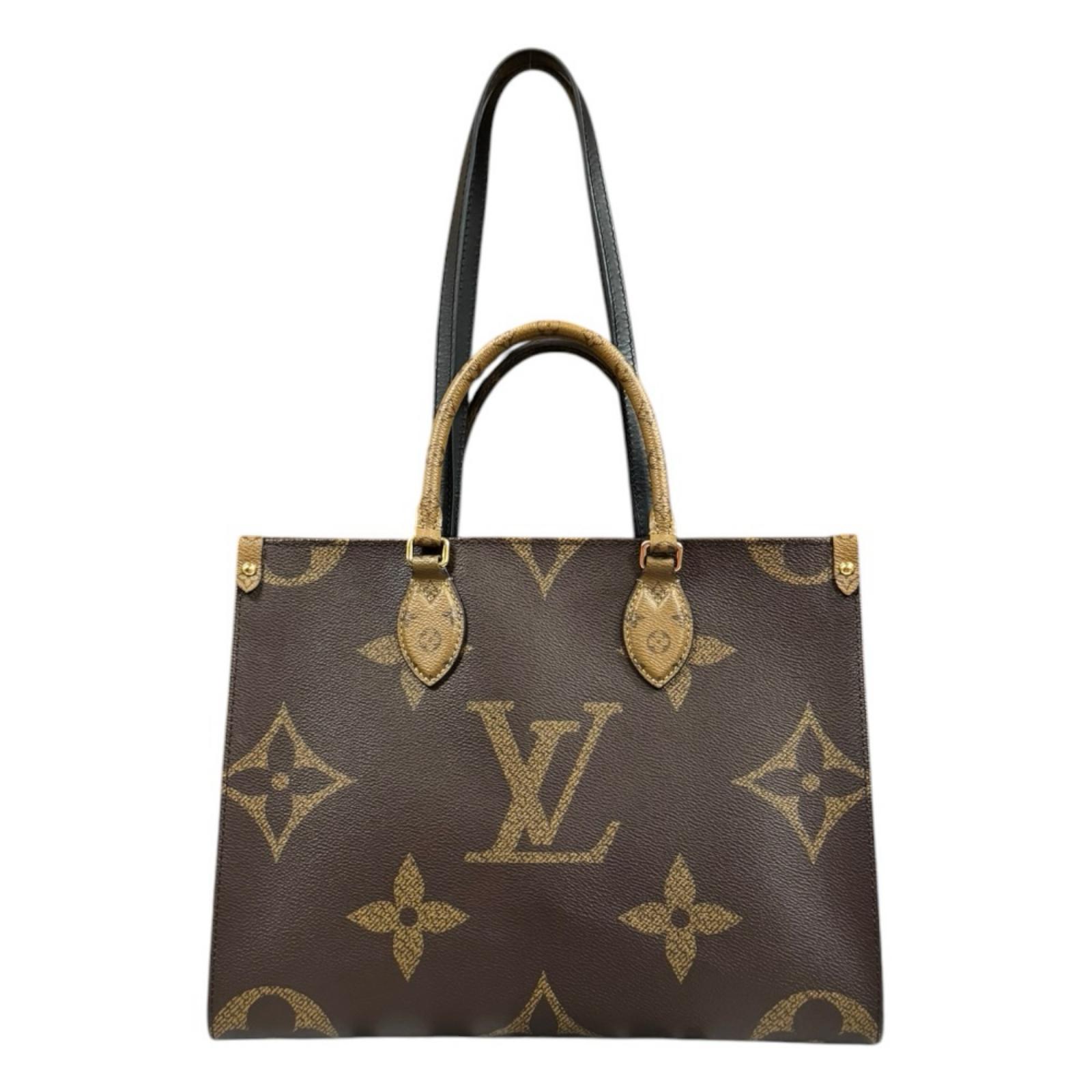 ルイヴィトン オンザゴーMM モノグラムジャイアント トートバッグ モノグラムリバース M45321 ブラウン LOUIS VUITTON 中古