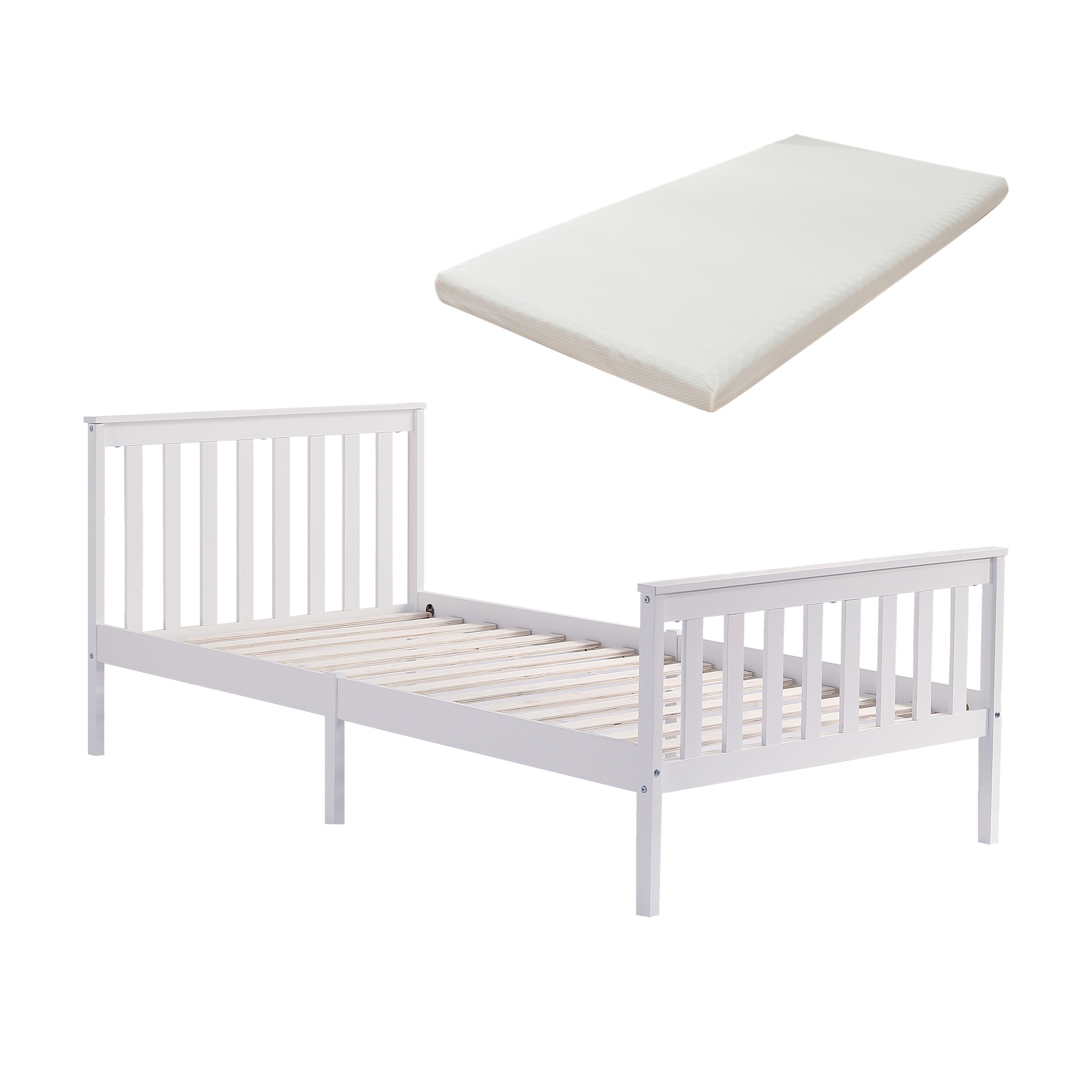 【日本国内出荷-3日で配達】 韓国版 すのこベッド シングルベッド+10cm厚さマットレスフレーム 天然木フレーム 脚付きベッド パイン材 下収納 木製 おしゃれ 北欧マットレスは別売りDJYC16