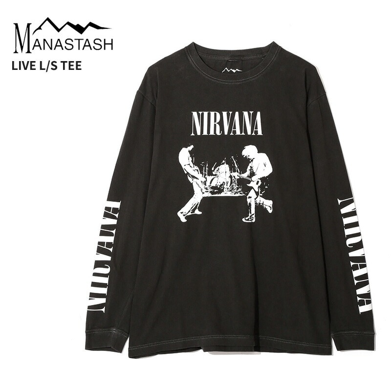 マナスタッシュ メンズ 長袖 バンドTシャツ ロックTシャツ MANASTASH ニルヴァーナ コラボ トップス カットソー ロンT ニルバーナ 792-5930004