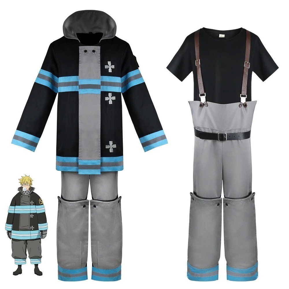 炎の消防隊のコスプレのキャラクターは服装のアニメと同じ消防服の第8チームの反射のスーツを演じます