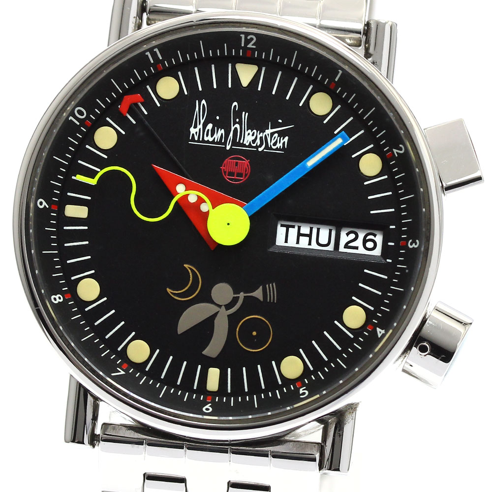 アラン・シルベスタイン Alain Silberstein AS5008 ル レヴェイユ アラーム デイデイト 自動巻き メンズ 良品 箱・保証書付き_883698【中古】 304,875円